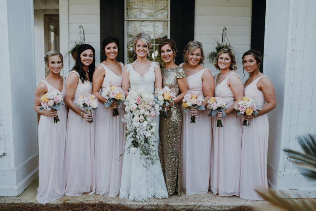 Pink and gold bridal party 